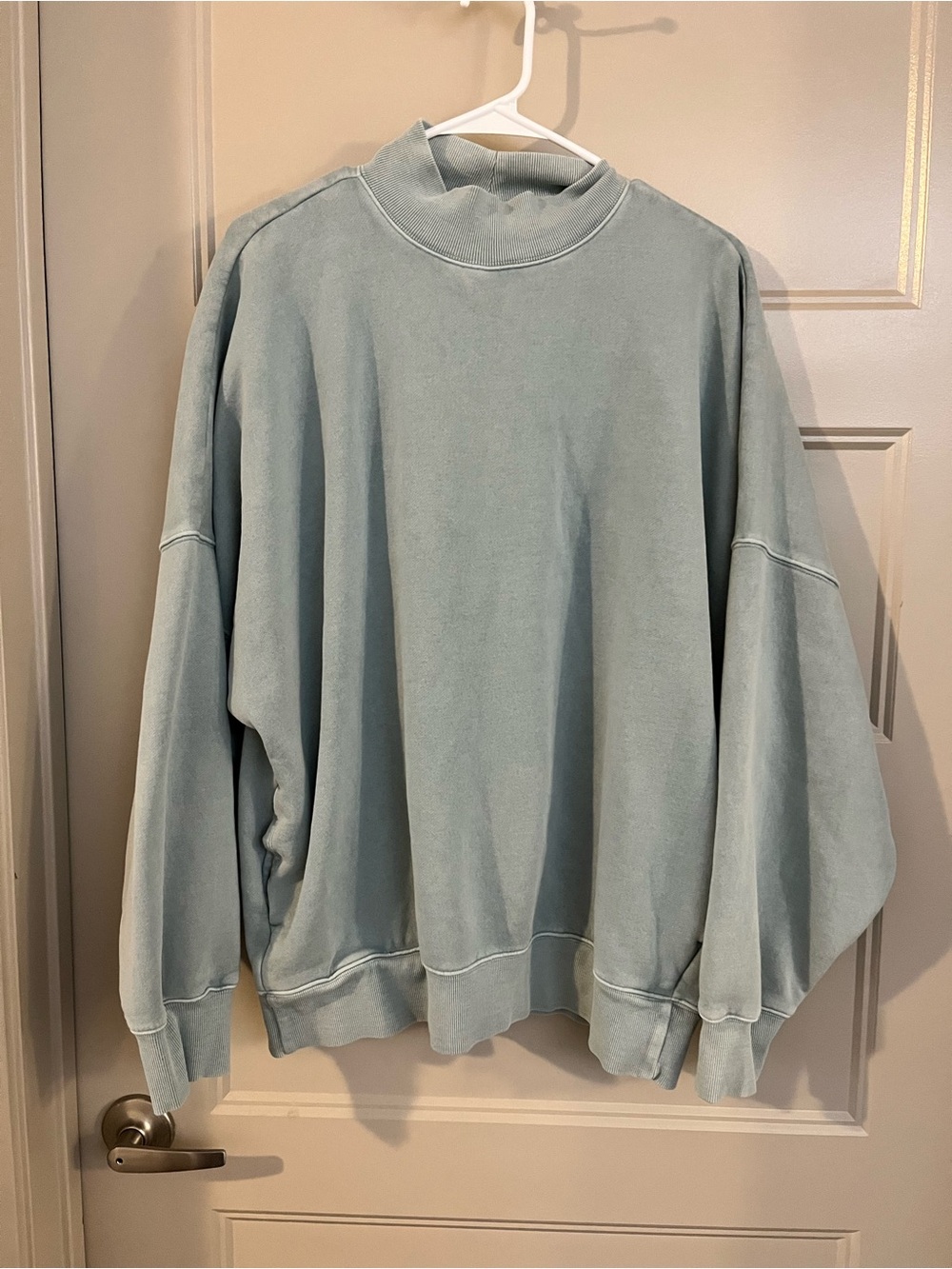 Aritzia TNA Light Blue Oversized Mock Neck Sweatshirt with Pockets